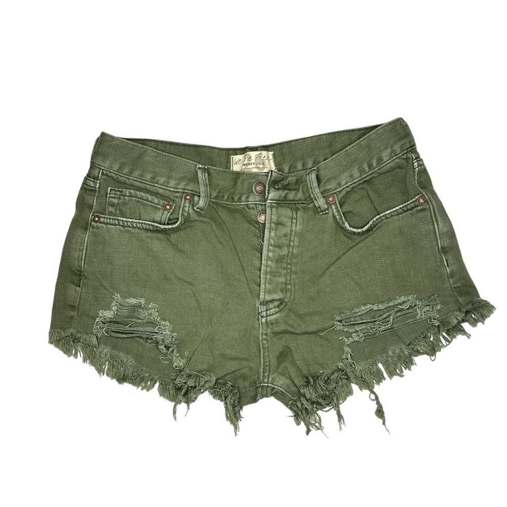 Free People We The Free Fray Hem Olive Green Short Size 26